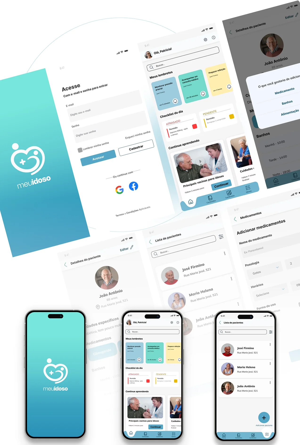 MeuIdoso full app showcase