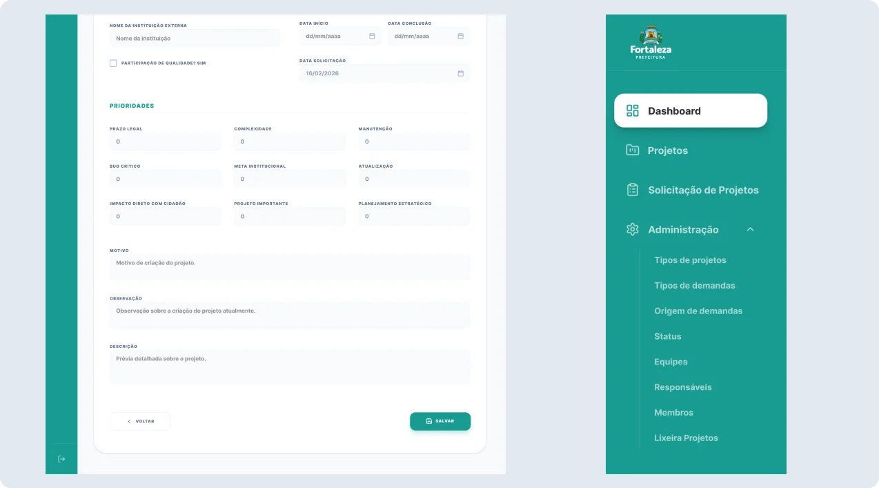 Gestor de projetos — detalhe